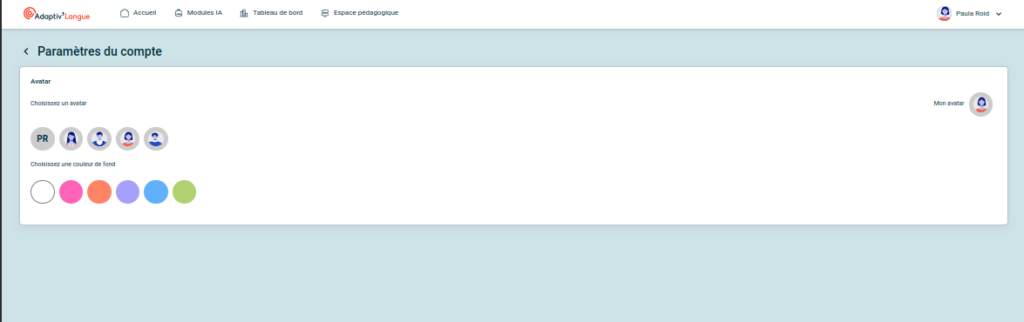 Nouvelles fonctionnalités pour l'enseignant : personnalisation de l'Avatar