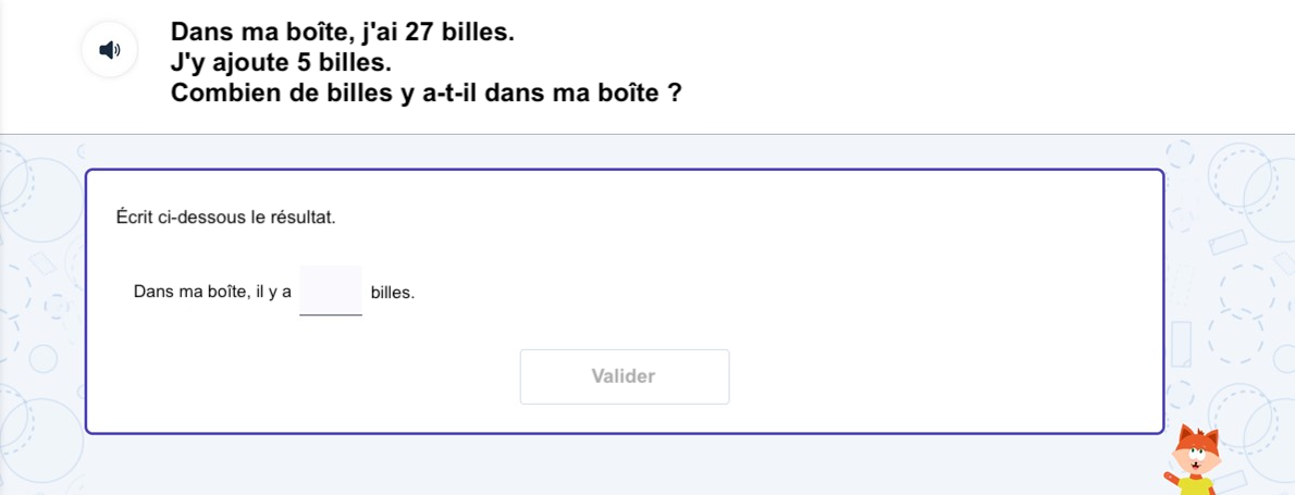 Exercice d'addition de nombres