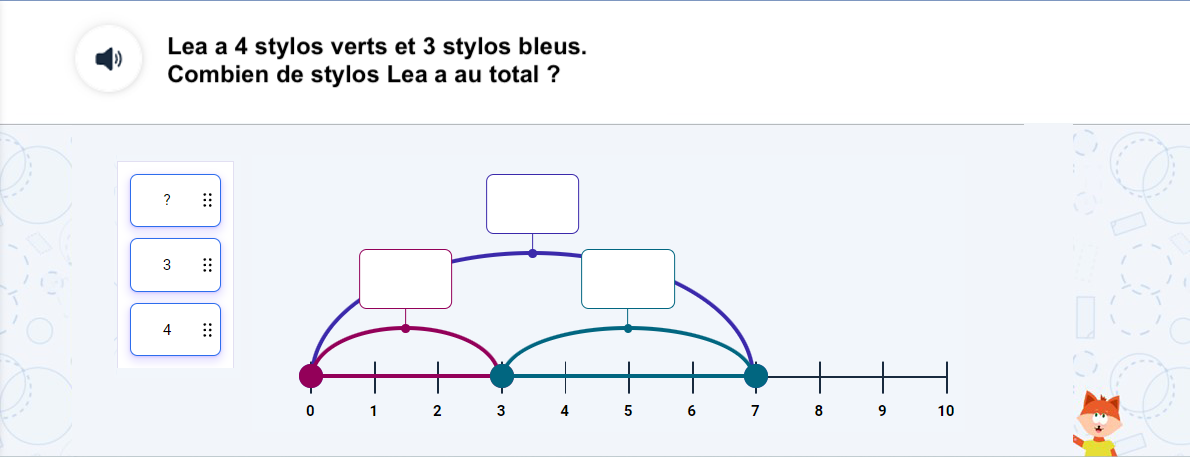 Exercice de placement un graphique 2 nombres et leur somme